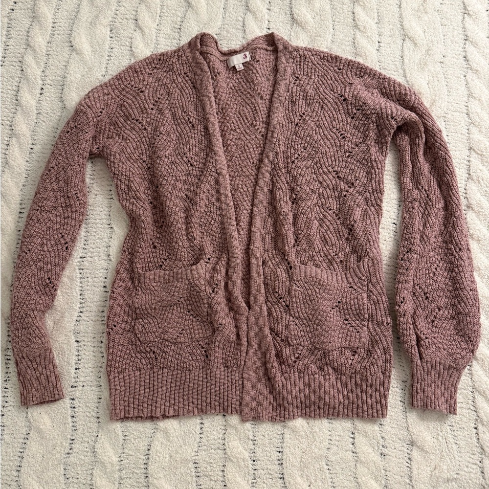 SO Women's Textured Cardigan Sweater - Mauve